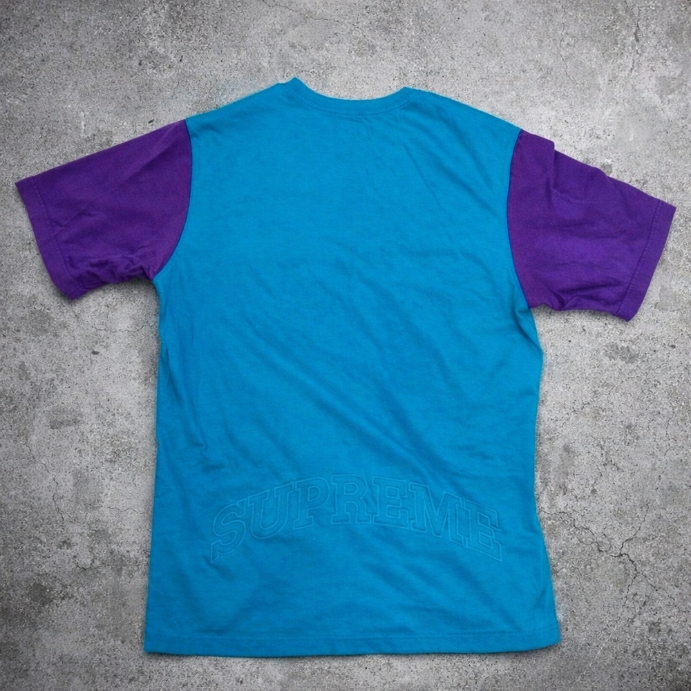 Supreme Color Block Henley Shirt Teal Purple Vintage Fits Large